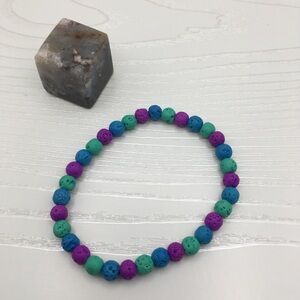HANDCRAFTED Mixed Purple/Green/Blue Lava Stretch Bracelet